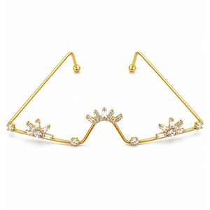 Fashion AD Rimless Chainless Lensless Glasses <b>Eyewear</b> Statement Party Accessory for Women & Girls F001 - Product Image 2