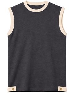 Conjunto de camiseta sin mangas y pantalones cortos para hombre, color gris oscuro, informal, de verano, de algodón, con ribete en contraste y cordón ajustable, de dos piezas. - Product Image 2