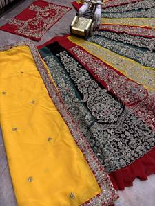 Lehenga Choli Bordado Multicolor de Estilo Real con Dupatta Amarilla, de Secado Rápido, para Verano, Navratri, Bodas, Fiestas, Invierno y Eventos Festivos - Product Image 6