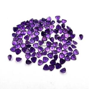 Natural <b>Amethyst</b> 4mm Trillion Cut Faceted Gemstones Purple <b>Amethyst</b> Loose Stone For Jewelry Making Wholesale Price Bulk Supply - Product Image 1