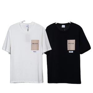 T-shirt décontracté imprimé uni 100% coton respirant avec poche - Product Image 1