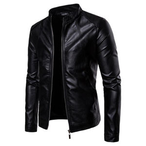 Green <b>Leather</b> Motorcycle <b>Jacket</b> <b>Men</b> Sherpa Lined Biker Coat Zip Up Casual Outerwear - Product Image 4
