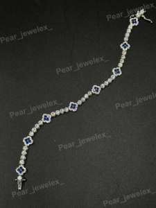 Pulsera de Trébol de la Suerte Personalizada Iced Out, Cadena de Tenis de Flor de Plata 925 con Moissanita VVS, Estilo Hip Hop, Alta Calidad - Product Image 1