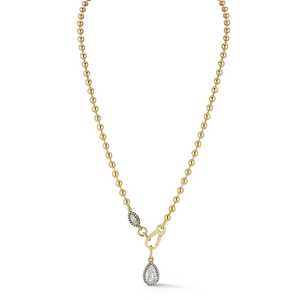 Collar de Cadena de Bolas de 4mm con Diamante Cultivado en Laboratorio Marquise de 0.40ct, Engaste de Bisel, Colgante Largo para Usar en Capas, 17 Pulgadas, Oro Sólido de 14K Certificado - Product Image 1