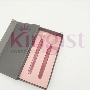 Pinzas de Fibra para Extensión de Pestañas Blancas y Moradas en Oferta, Aplicador de Pestañas Color Oro Rosa, Juego de 2 Pinzas para Extensión de Pestañas con Caja - Product Image 6