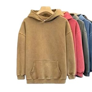 Venta al por mayor personalizado 100% algodón polar sudadera hombres gota hombro con capucha pulóver bordado Puff estampado sólido invierno ropa casual - Product Image 3