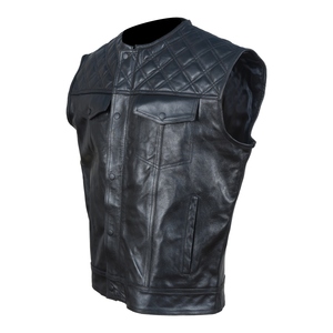 Chaleco de Cuero Vacuno Genuino para Hombre, Estilo Motero, Invierno, Corte Tradicional, Diseño Vintage, Resistente al Viento e Impermeable, Cómodo para Uso Diario - Product Image 1