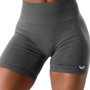 Shorts de sport gris anthracite taille haute pour femme – Doux, extensibles, sans coutures, pour entraînement, fitness et yoga – Performance optimale - Product Image 3