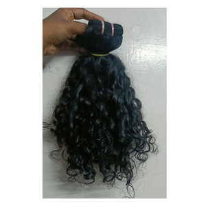 Extensions de cheveux humains vierges indiens 100 % naturels, bouclés, couleur noire naturelle, doux, qualité Remy, pour l'exportation en gros - Product Image 2