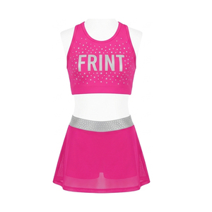 Uniforme de Porristas Personalizado con Estampado por Transferencia Térmica, Spandex/Poliéster, 220g, Rosa, con Pedrería, para Prácticas All Star, Servicio OEM - Product Image 2
