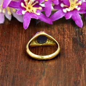 Purple Turquoise Signet <b>Ring</b> Minimalist Gold <b>Statement</b> <b>Ring</b> Bezel Set Gemstone Jewelry - Product Image 4