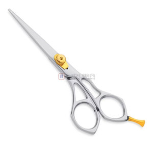 Lightweight Stainless Steel Hair Cutting Scissors Golden Screw Designed <b>Handle</b> with Sharp Hook Rust Resistant Barber <b>Shears</b> - Product Image 1
