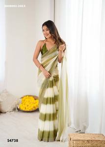 Magnifique collection de sarees et chemisiers en satin de qualité supérieure avec des travaux de diamants Zarkan, vêtements ethniques pour femmes - Product Image 4