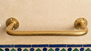 New Design Hammered Pattern Towel Hanger Golden Brass Bathroom Hardware Accessories Golden Towel Rod Wholesale - Product Image 5