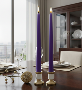 Velas cónicas moradas – Juego de 2, ideales para mesas de comedor, salas de estar, dormitorios, balcones, bodas. - Product Image 2