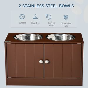 Supporto Rialzato per Ciotole per Cani Marrone con Mobiletto Contenitore, Stazione di Alimentazione per Animali Domestici per Piccioni - Product Image 4