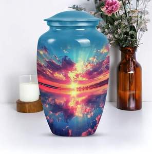 Urnas para Cenizas Humanas con Diseño de Atardecer sobre el Agua, Urnas Metálicas para Cenizas de Adultos, Urnas Funerarias Personalizadas para Cenizas de Mamá, Urna Conmemorativa - Product Image 4