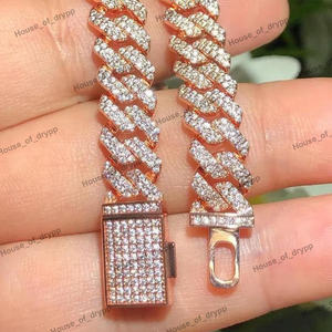 Pulsera de Plata 925 con Eslabones Cubanos y Diamantes de Moissanita, Chapada en Rodio, Joyería Clásica de Lujo Estilo Hip Hop, Unisex - Product Image 4