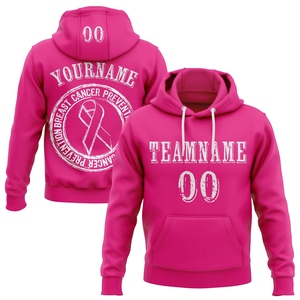 Sweat-shirt à capuche rose vif et blanc, nouveau design personnalisé, ruban rose 3D, sensibilisation à la santé des femmes, vente en gros directe pour l'industrie - Product Image 1