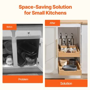 Organizzatore per Armadio a 2 Livelli, 14" L x 21" P, Cassetto Scorrevole in Legno Resistente con Chiusura Morbida, Ripiano Regolabile - Product Image 5