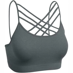 Women Seamless Sports Bra Criss-Cross Back <b>Strappy</b> Support Wire Free Breathable Quick Dry Solid Color Workout <b>Top</b> - Product Image 4