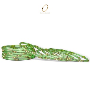 Ensemble de bracelets en verre vert goutte de pluie de style cachemire, tendance et de qualité supérieure, pour femmes, bijoux en zircon doré, vente en gros - Product Image 5
