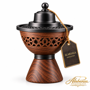 ALABANZA ENTERPRISES Brûleur à Bakhoor en bois écologique aromatique de luxe avec couvercle en métal doré, origine du Pradesh du Himachal, utilisation toute saison - Product Image 2