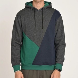Sweat-shirt à capuche premium color block en polaire patchwork personnalisé, coupe oversize, style streetwear décontracté - Product Image 5
