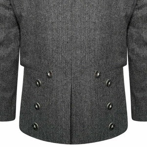 Chaqueta Kilt Prince Charlie de Tweed Gris para Hombre con Chaleco - Chaqueta Kilt para Boda |   Chaqueta Prince Charlie para Hombre, Ropa Formal Escocesa - Product Image 5
