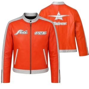 เสื้อแจ็คเก็ตหนังสีส้มสไตล์ Avirex ยุค 90s ของทิโมธี ชาลาเมต์ ทีม Knicks สำหรับการแข่งขันเพลย์ออฟ  แฟชั่นสตรีทแวร์คนดัง  วัฒนธรรมบาสเกตบอล - Product Image 6