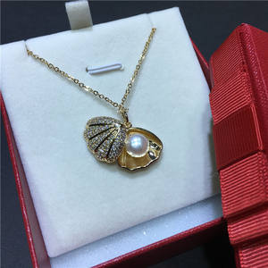 Conjunto de Collar y Cadena para Suéter con Perlas de Agua Dulce de Alta Calidad de 3-4 mm con Cuentas de 13-14 mm, Oro Natural, Belleza Explosiva Impecable - Product Image 5