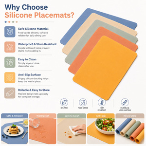 <b>Silicone</b> Table <b>Mat</b> with Personalized Brand Logo Food Grade Non Slip Waterproof Washable Placemat For Dining Table - Product Image 2