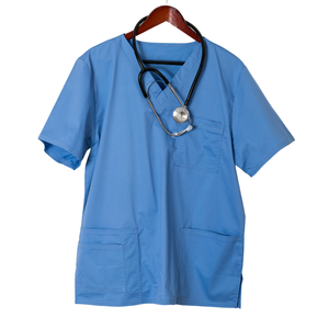 Blusa Médica Unisex Azul con Bolsillos Delanteros y Espacio para Estetoscopio, Uniformes de Hospital, Material de Algodón y Poliéster Tejido - Product Image 1