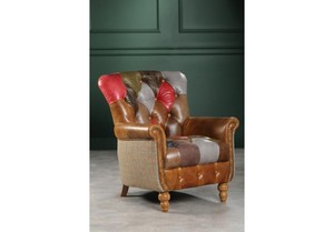 Canapé une place en cuir buff de qualité supérieure avec fauteuil élégant rembourré en cuir buff véritable, prix export. - Product Image 2