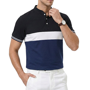 Camisas Polo Personalizadas al por Mayor para Hombre, Cuello Mandarín, Diseño Colorblock, Manga Corta, Puños con Ribete, Corte Atlético - Product Image 5