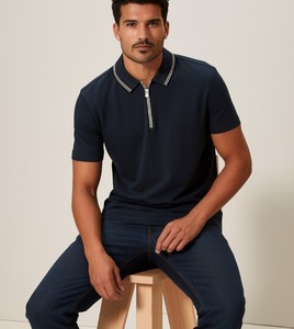 Men's Short Sleeve Knitted Cotton Polo Shirt Solid Color Casual Breathable Regular Fit <b>White</b> - Product Image 5