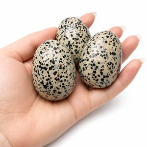 Pierre de jaspe dalmatien naturel polie en forme d'œuf, pierre précieuse de guérison, pierre décorative pour la méditation Reiki et la décoration intérieure - Prix de gros - Product Image 5
