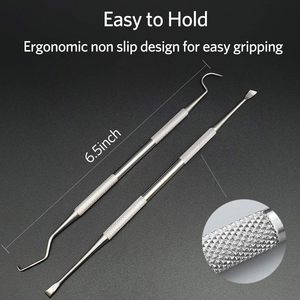 2 pièces : Détartreur dentaire double face et nettoyeur à crochet en acier inoxydable avec étui de rangement - Product Image 3