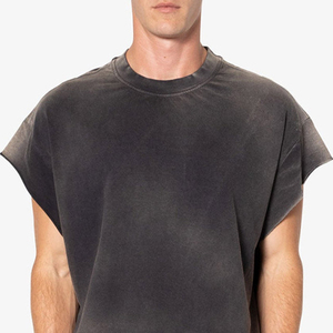 เสื้อยืดคอกลมโอเวอร์ไซส์ผู้ชาย ผ้าคอตตอนเจอร์ซีย์สีพื้น สไตล์ลำลอง - Product Image 2