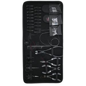 Kit d'outils OEM noirs pour extensions capillaires : pose et retrait avec pinces à micro-anneaux, pince à sertir et à retirer, enfile-fils et pinces de coiffage - Product Image 1