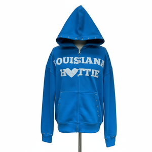 Sweat-shirt à capuche zippé intégral pour homme, avec logo appliqué personnalisé de haute qualité, effet vieilli, devant et dos, disponible en plusieurs couleurs et confortable. - Product Image 3