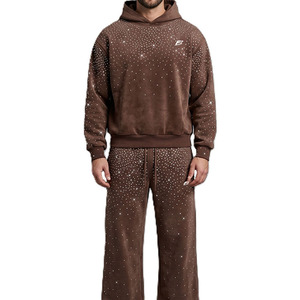 Conjunto de Sudadera con Capucha y Pantalones Jogger de Chándal con Pedrería para Hombre, Estilo Oversize, Ropa Urbana, Servicio de Muestras de Marca Personalizada, Proveedor Mayorista - Product Image 3