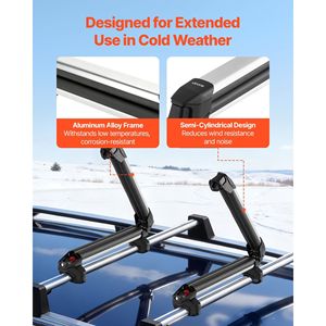Portaesquís y Tablas de Snowboard para Techo de Coche, Soporte Superior para Esquís y Snowboards con Ajuste Universal de Aluminio, Capacidad para 4 Pares de Esquís y 2 Tablas de Snowboard - Product Image 6