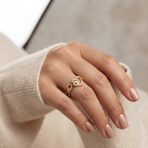 แหวนหัวใจอินฟินิตี้ทองคำ 14k ประดับเพชรพาเว่ แหวนสัญญาสำหรับผู้หญิง แหวนแบบเรียบหรู - Product Image 6