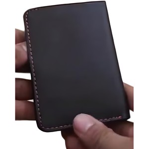 Portefeuille fin minimaliste en cuir véritable pour homme, noir et marron bicolore, à double pliage, pour cartes de crédit et espèces, idéal pour les voyages - Product Image 4