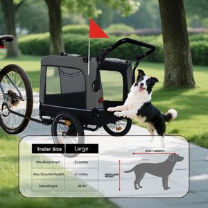 Carrello Pieghevole per Animali Domestici, Robusto, per Esterni, Utilizzabile come Trasportino per Cani e Rimorchio per Bicicletta - Product Image 5