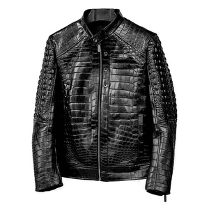 Handmade Coated Genuine Leather Autumn Jacket <b>Men</b> Shiny Burgundy Luxury Stand Collar Front Logo Fully Customized Vintage Style - Product Image 1