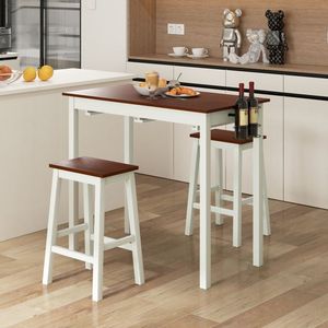 Juego de Mesa de Bar de Madera de 3 Piezas con 2 Porta Botellas, Elegante y con Estilo para el Hogar - Product Image 2