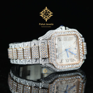 นาฬิกาเพชรหรู Pahal Jewels ทรงสี่เหลี่ยมผืนผ้า สายสแตนเลส สตีล อะนาล็อก ควอตซ์ 34 มม. แฟชั่นสำหรับทุกเพศ - Product Image 3