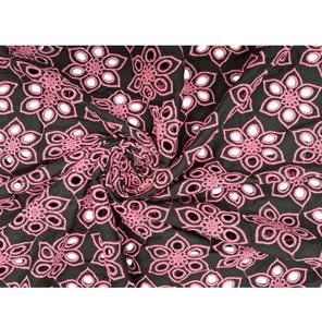 Tela de Algodón Peinado de Primera Calidad con Estampado Floral Negro para Colección de Ropa de Moda para Niñas, Disponible a Buen Precio - Product Image 1